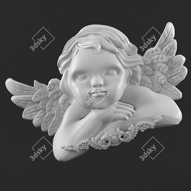 Title: Classic Angel Relief Sculpture 3D model image 1