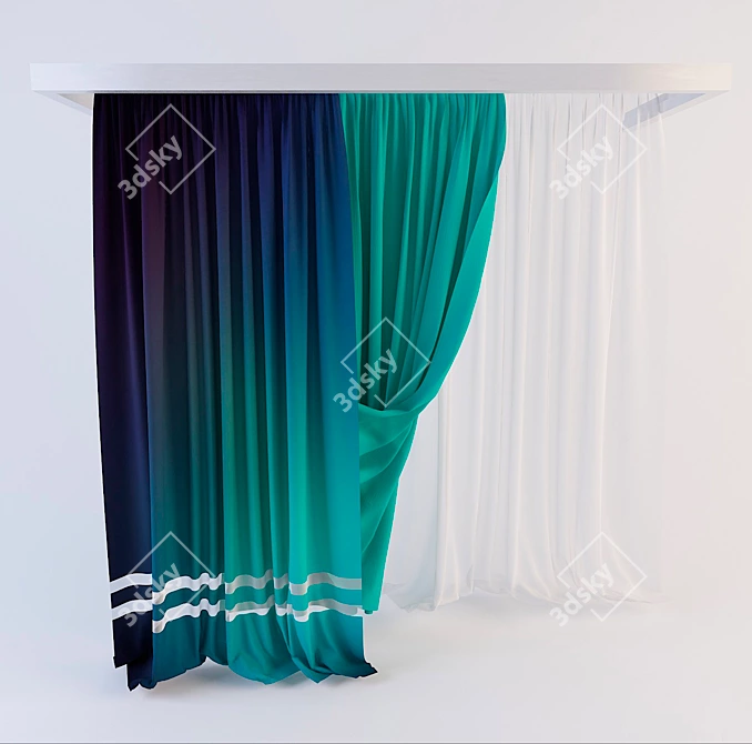 Elegant Drapery Ensemble 3D model image 1