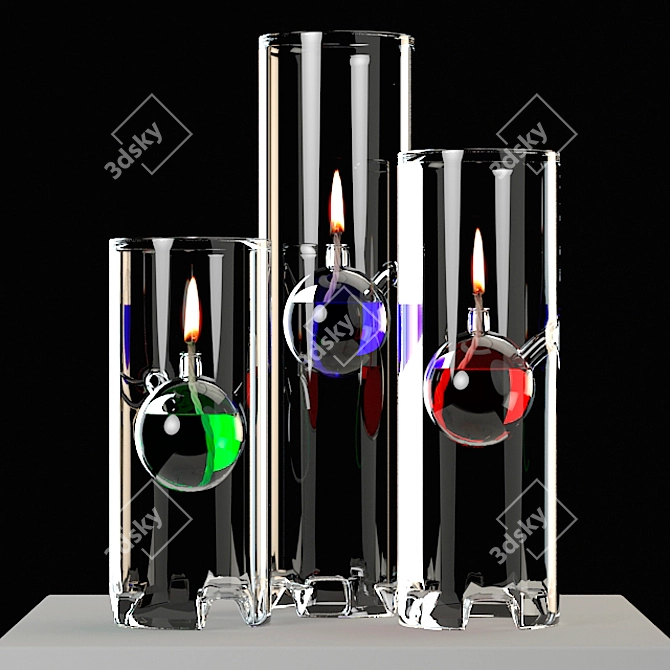 Elegant Glass Oil Lamp 3D model image 2