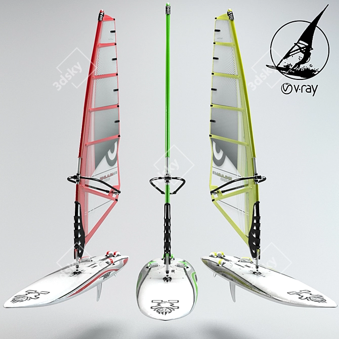 Sailboard Pro: The Ultimate Wind-Powered Thrill 3D model image 1