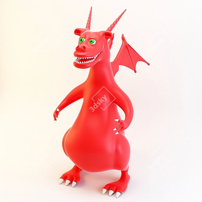  Red Dragon Plush Toy 3D model image 1