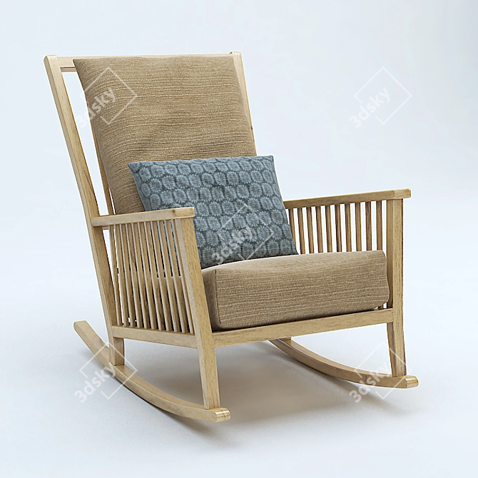 Oak Frame, Cotton Cushions 3D model image 1