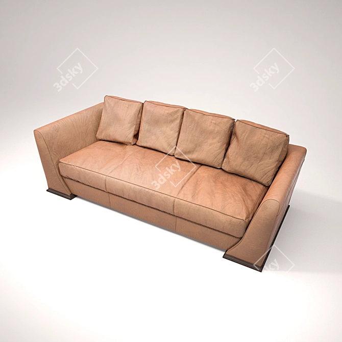 Luxurious Leather Boston Sofa 3D model image 2