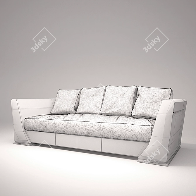 Luxurious Leather Boston Sofa 3D model image 3