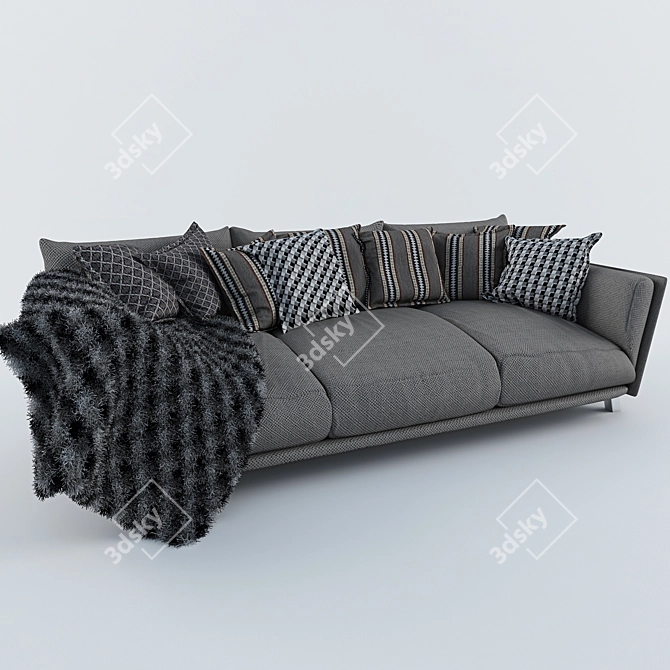 Cozy Chenille Sofa 3D model image 1
