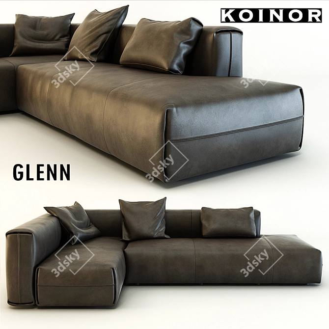 Elegant Glenn Skin Sofa 3D model image 1