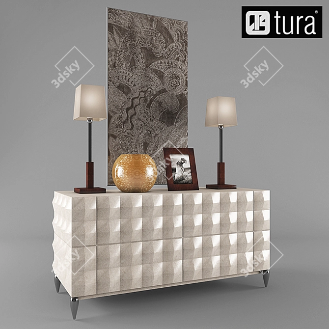 Italian Diamond Collection Dresser TURA 3D model image 1