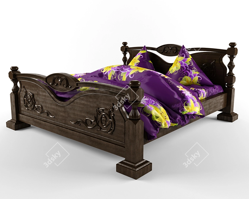 Classic Style Bed 3D model image 1