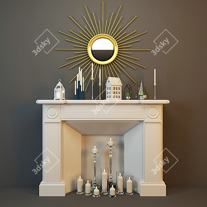 Elegant Fire Display: Decorative Fireplace 3D model image 1