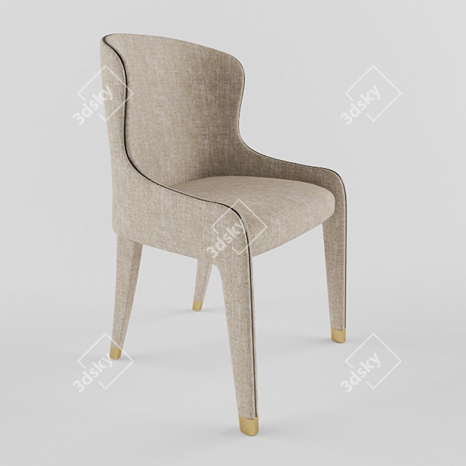 Elegant Velvet Dining Chair 3D model image 2