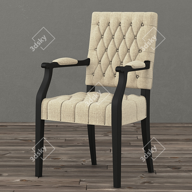 French Victorian Tufted Square 3D model image 1