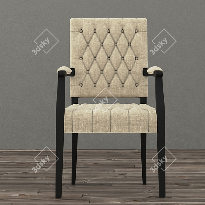 French Victorian Tufted Square 3D model image 2