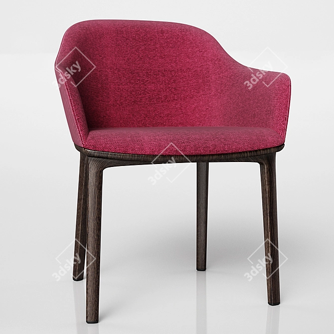 Elegant Softshell Four-Leg Chair 3D model image 3