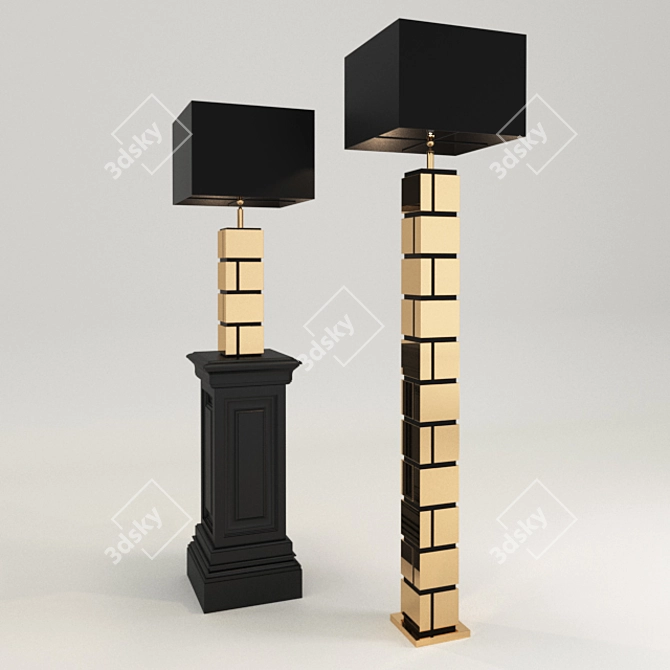 1. Reynaud Table Lamp - Polished Brass & Black Shade
2. Reynaud Floor Lamp - Polished Brass & Black 3D model image 1