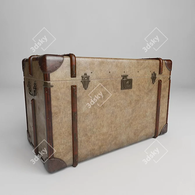 Globetrekker Restoration Hardware Chest - Vintage Travel Vibes 3D model image 1