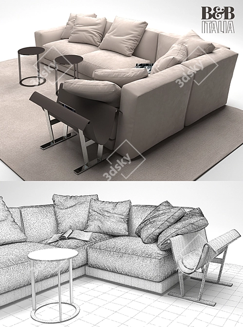 B&B Italia Luis Sofa: Elegant and Spacious 3D model image 3