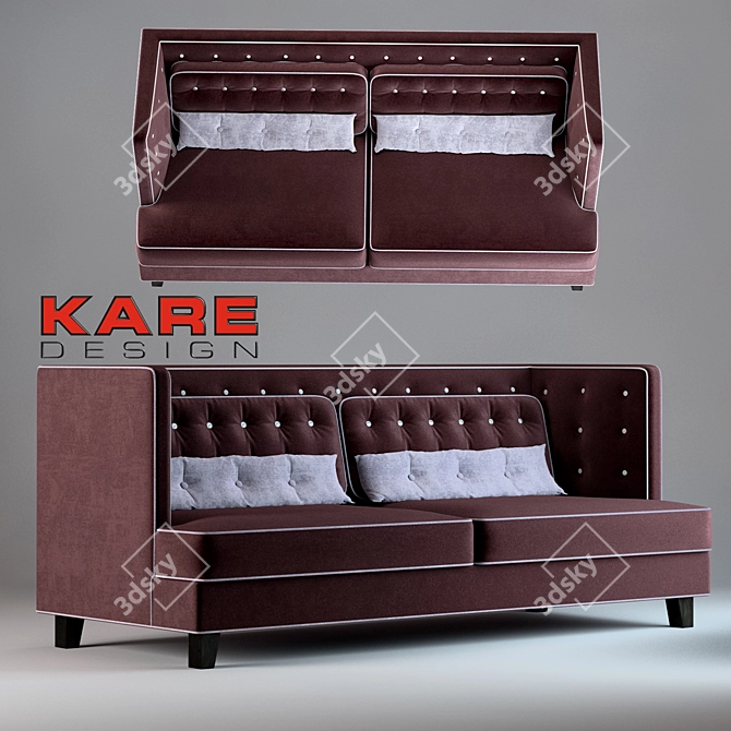 Denver Velvet 3-Seater Sofa 3D model image 1