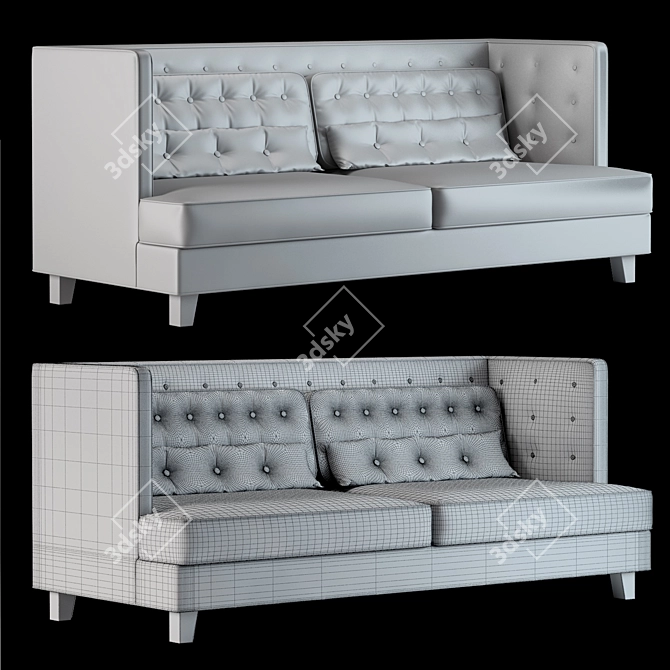 Denver Velvet 3-Seater Sofa 3D model image 3