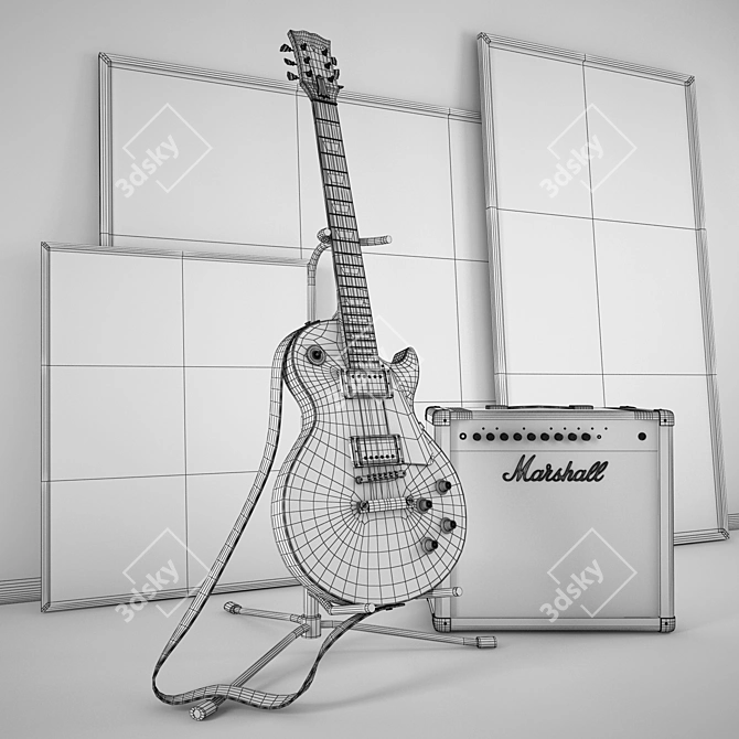 Gibson Les Paul + Marshall: Ultimate Guitar and Amplifier Bundle 3D model image 2