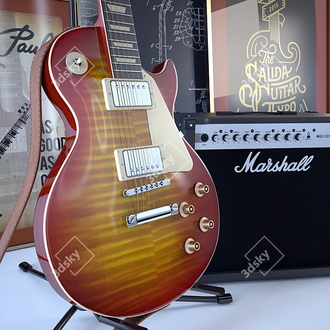 Gibson Les Paul + Marshall: Ultimate Guitar and Amplifier Bundle 3D model image 3
