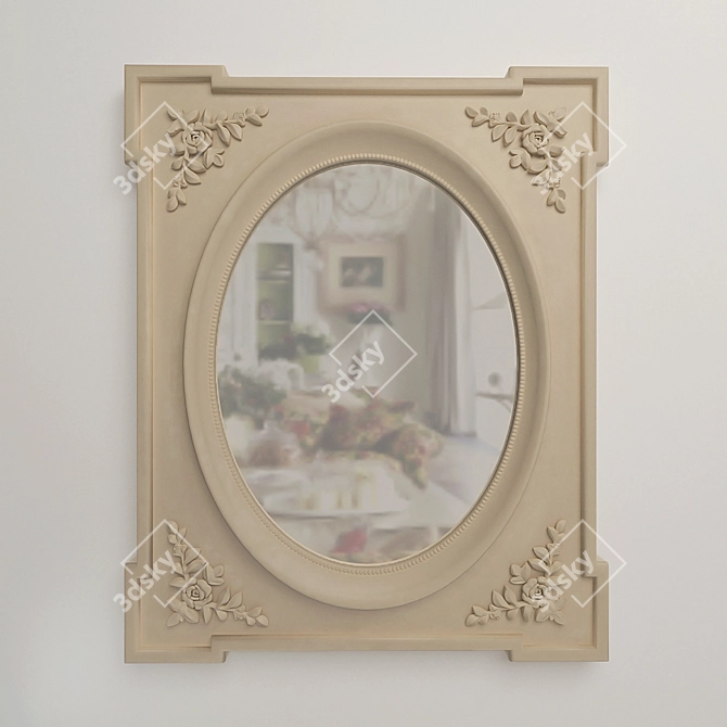 Provencal Oval Mirror, Beige, 65x80 cm 3D model image 1