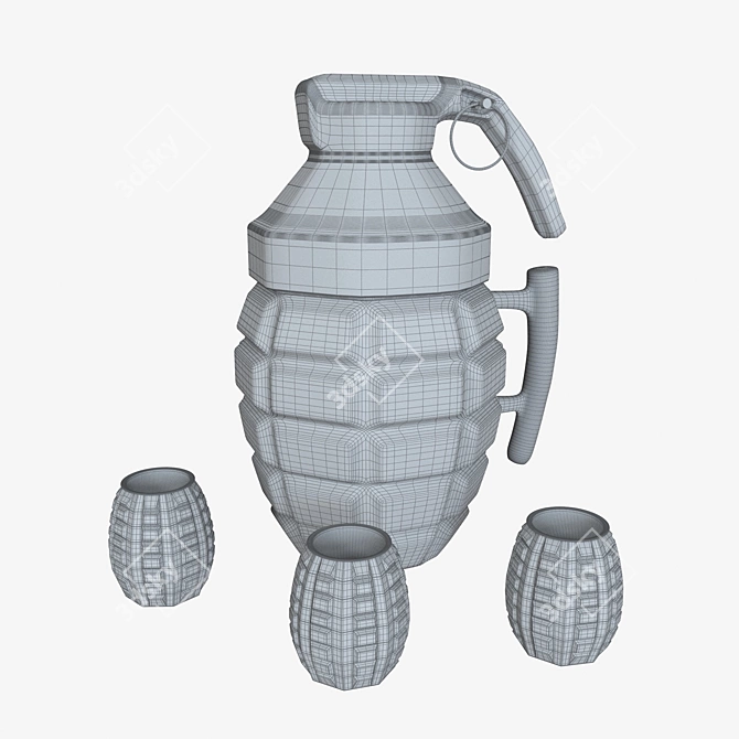 Grenade Mug Set: 3 Shot Glasses 3D model image 2