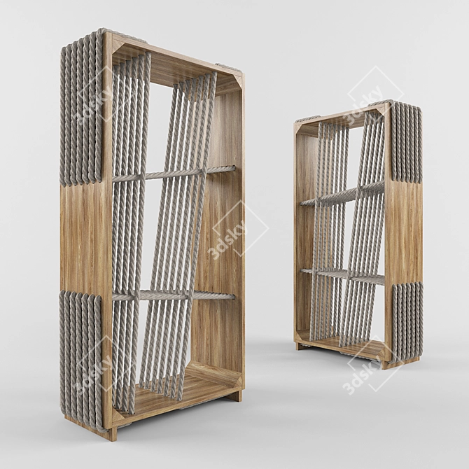 Innovative Cross-Ropes Bookshelf 3D model image 1