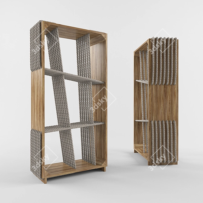 Innovative Cross-Ropes Bookshelf 3D model image 2