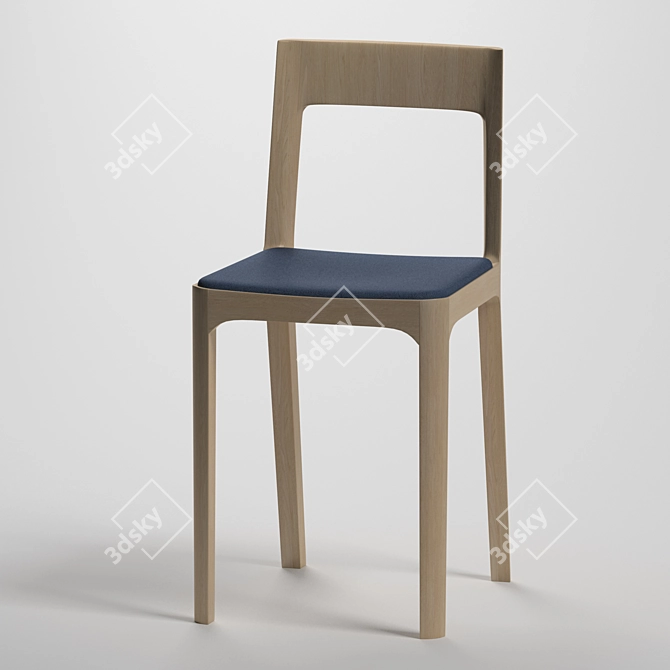 Sleek Collaboration: Hiroshima Armless Chair 3D model image 1