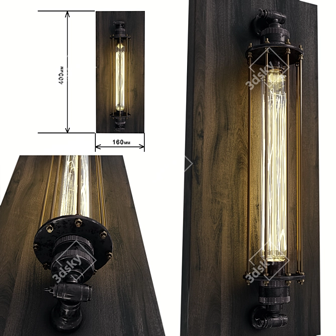 Steampunk Industrial Lamp 3D model image 1