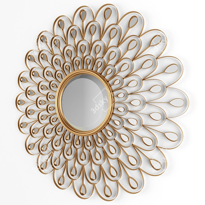 Golden Peacock Round Mirror - Uttermost 3D model image 2