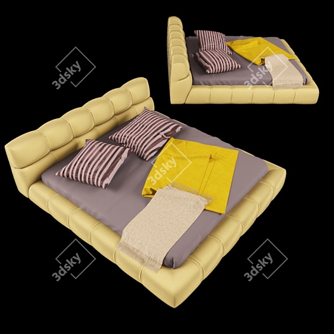 Sleek and Stylish Modern Bed 3D model image 1