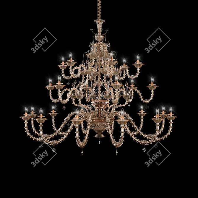 Elegant Glass Metal Chandelier 3D model image 1