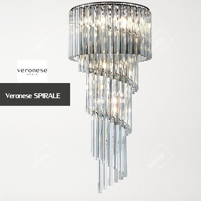 Spiral Murano Glass Chandelier 3D model image 1