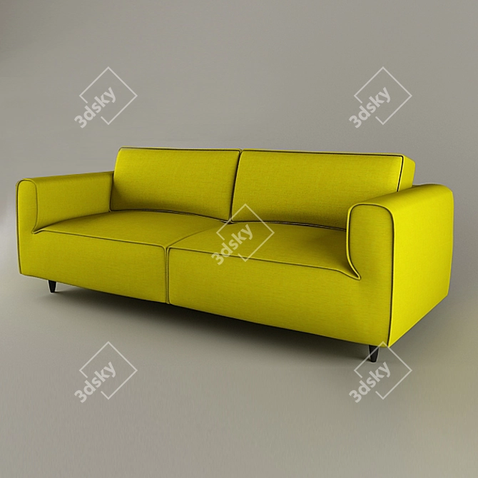 Modern Designer Sofa | 2-Seater with Armrests 3D model image 2