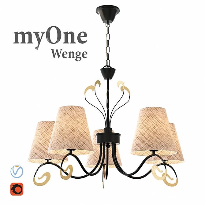 myOne Chandelier: Elegant Wenge Design 3D model image 1