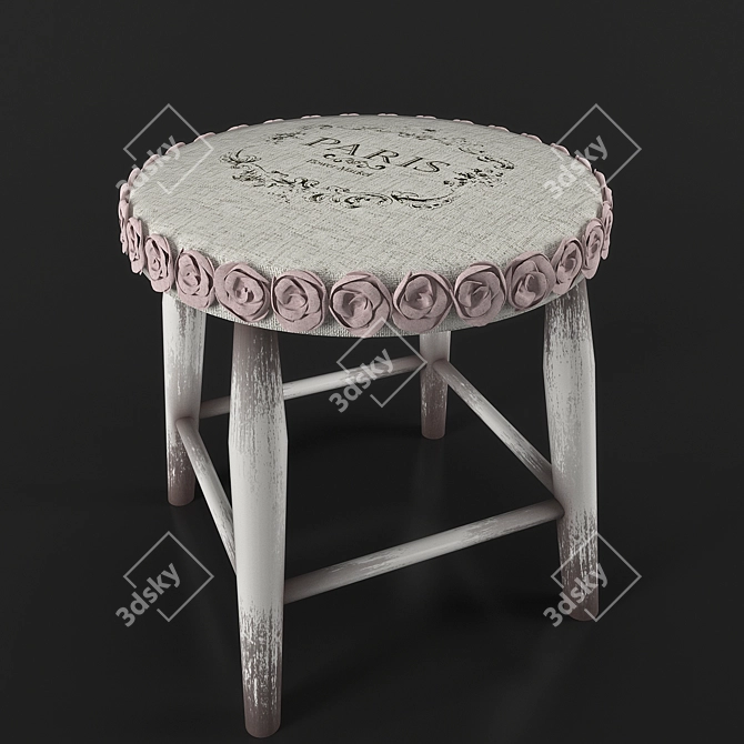 Vintage Handmade Stool 3D model image 1