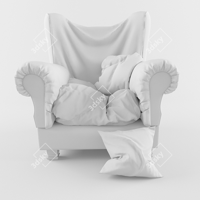 Vintage Sofa with Pillows 3D model image 2
