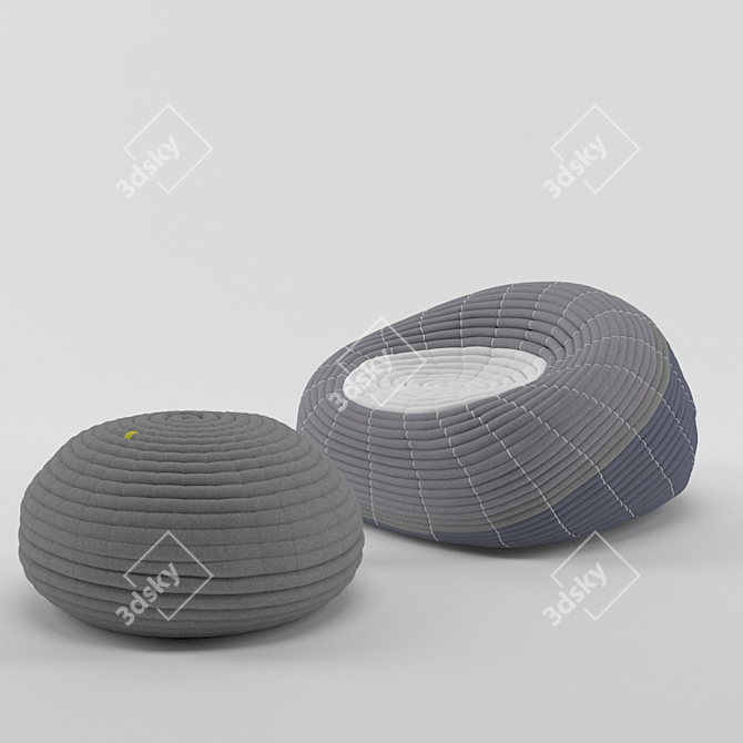 Ndebele Tribal Seat and Ottoman 3D model image 3