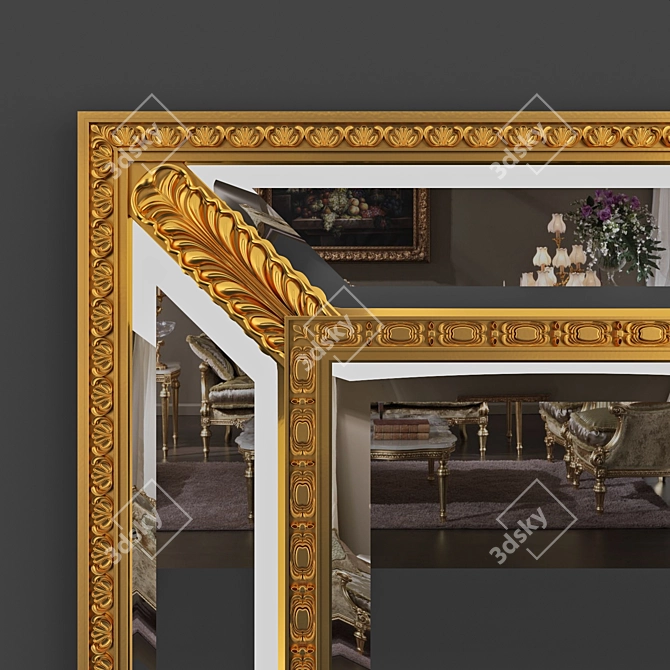 Elegant Handcrafted Giltwood Mirror 3D model image 2