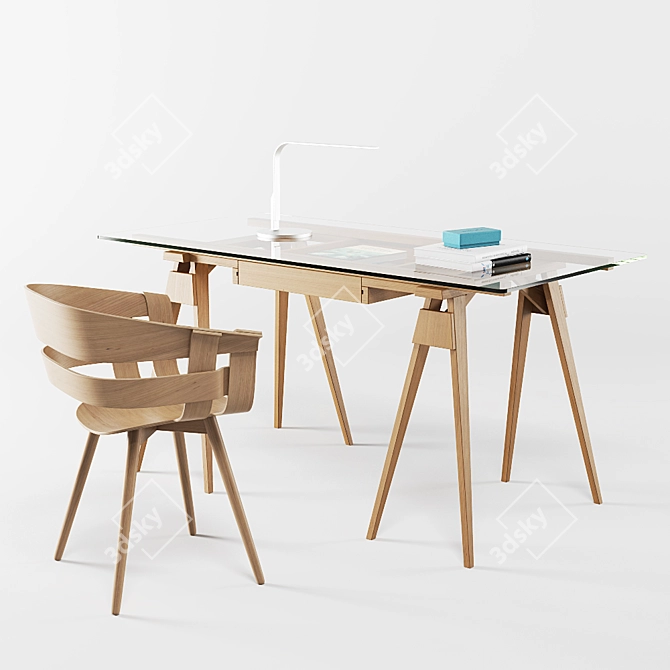 Modern Scandinavian Dining Set 3D model image 1