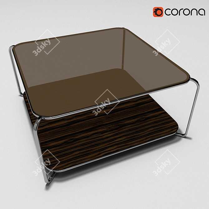 Chrome Elegance: Glass-top Magazine Table 3D model image 1