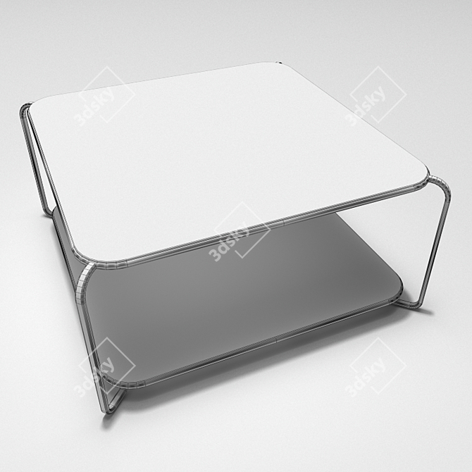 Chrome Elegance: Glass-top Magazine Table 3D model image 2