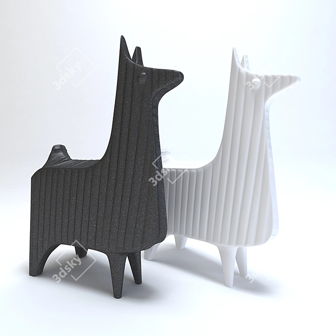 Playful Menagerie Llama: A Quirky Stoneware Ornament 3D model image 2