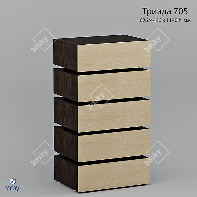 Triad 705: Stylish Chest of Drawers 3D model image 1