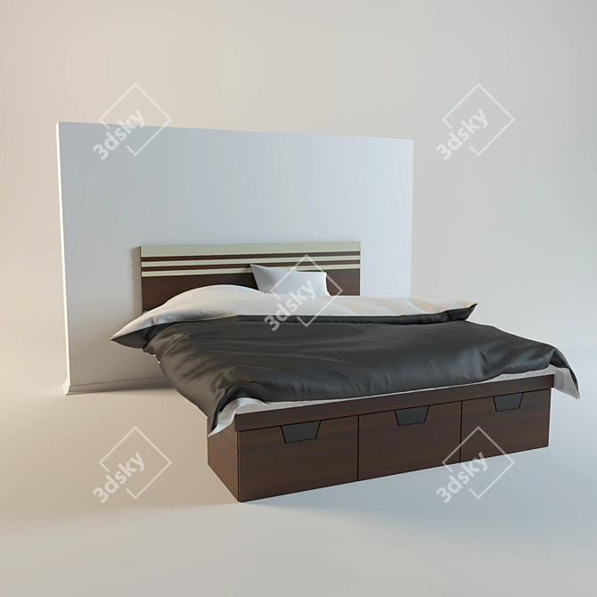 Wall-Mounted Storage Bed 3D model image 1