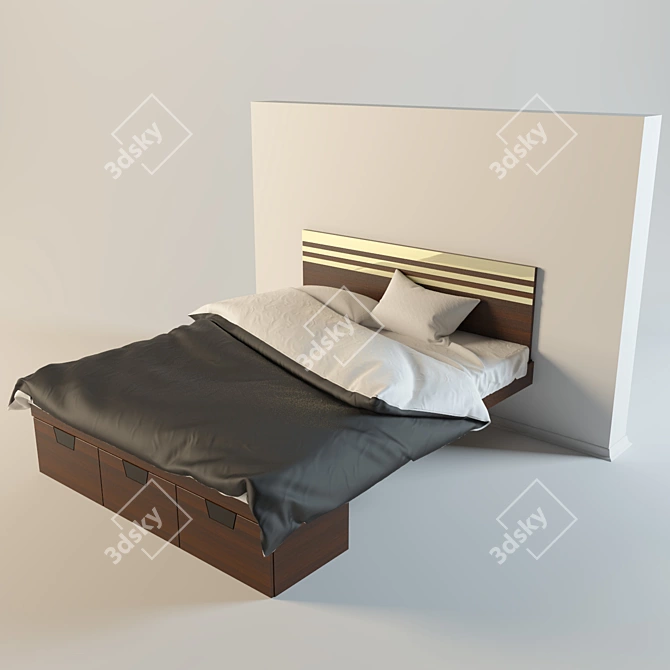 Wall-Mounted Storage Bed 3D model image 2