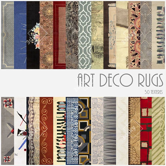 Art Deco Rug Collection: 50 Textures 3D model image 1