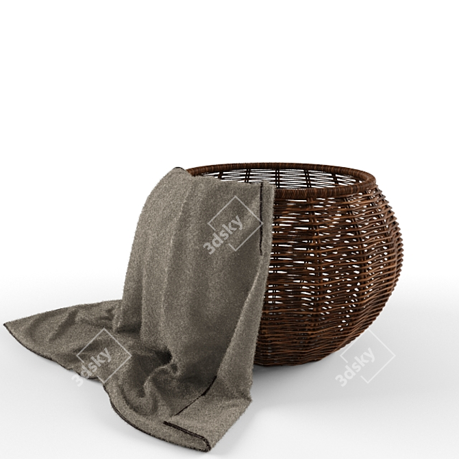 Elegant Wicker Basket for Décor 3D model image 1