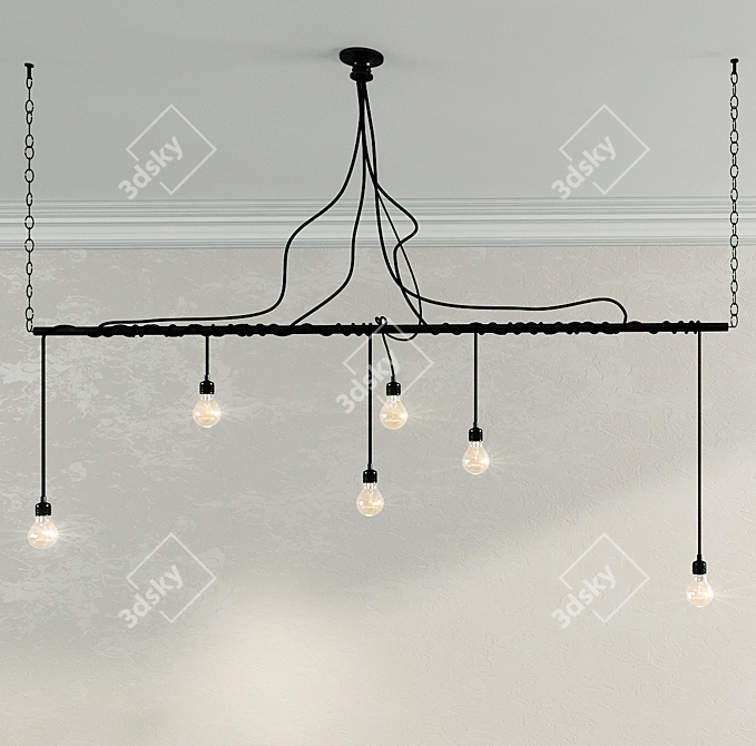 Industrial Loft Chandelier: Modern Elegance 3D model image 1